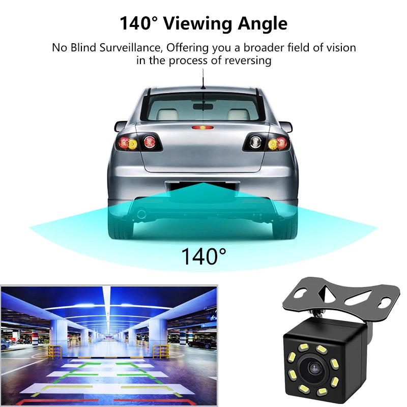Rear Camera of Driving Recorder 140 Wide Angle Waterproof 4/8/12 Light HD Night Vision Parking Monitoring Rear Camera