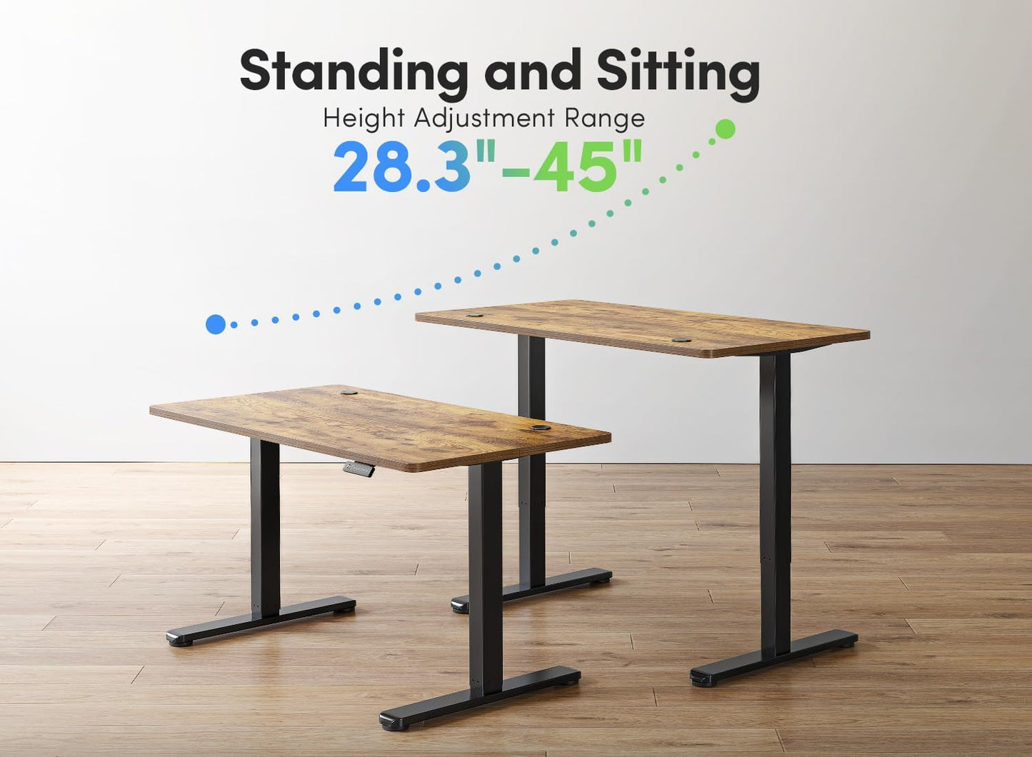 Electric Standing Desk, 48 X 24 Inches Height Adjustable Stand up Desk, Sit Stand Home Office Desk, Computer Desk, Rustic Brown