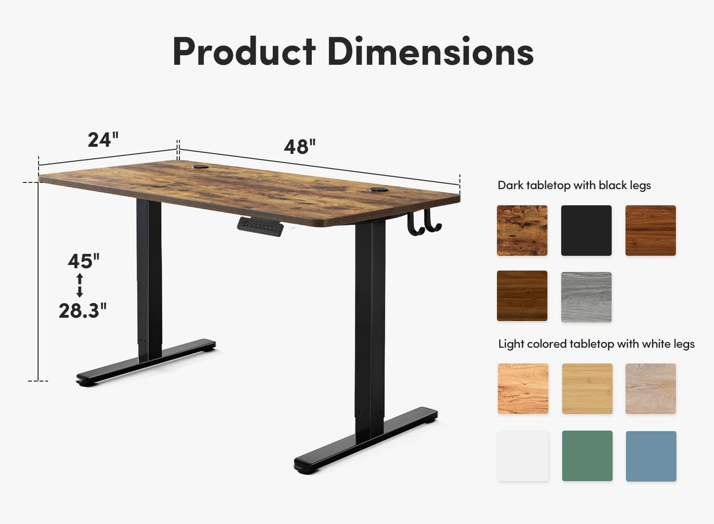Electric Standing Desk, 48 X 24 Inches Height Adjustable Stand up Desk, Sit Stand Home Office Desk, Computer Desk, Rustic Brown