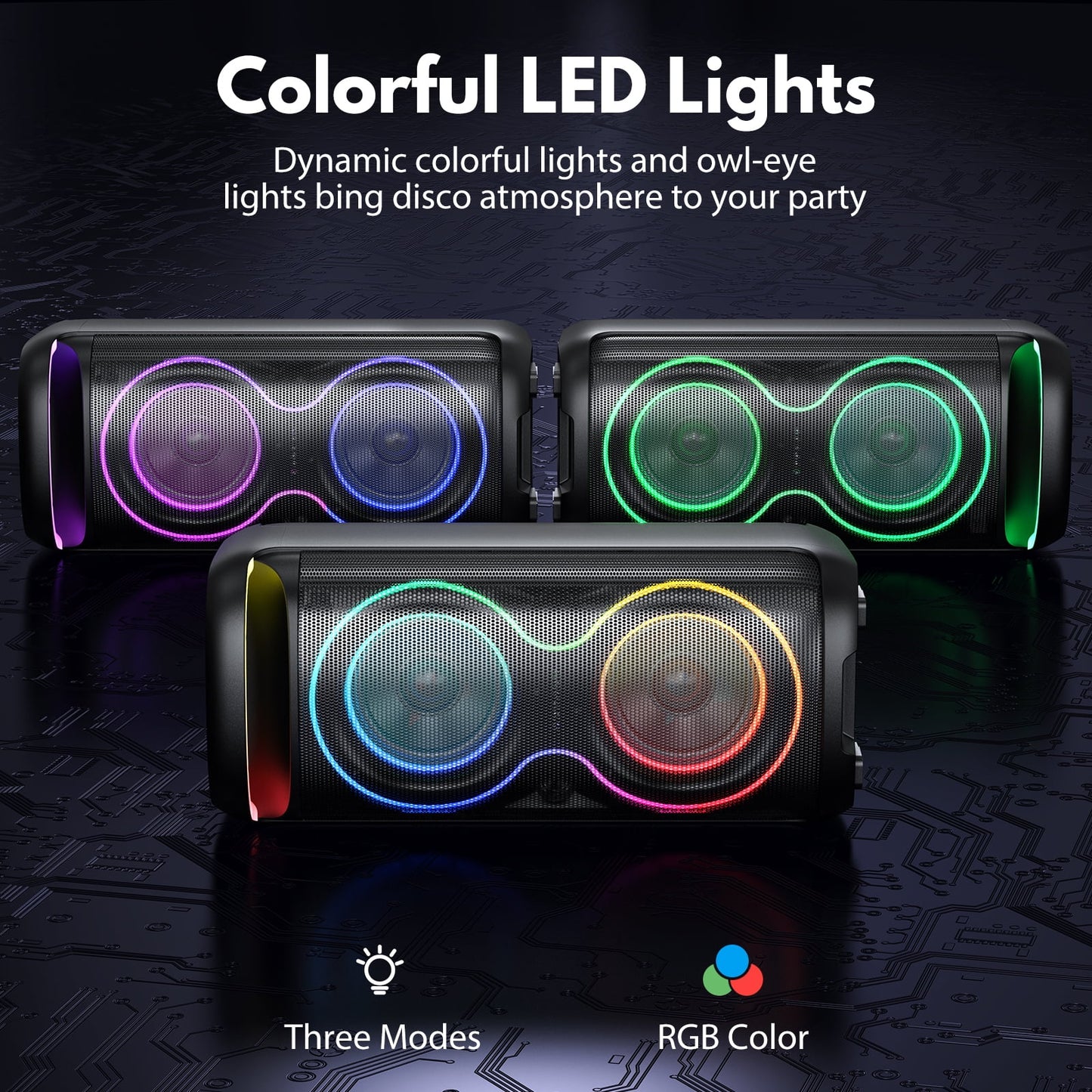 Speaker, Big Bluetooth Speaker with DJ Lights, Portable Wireless Large Party Speaker with Remote Control for Outdoor