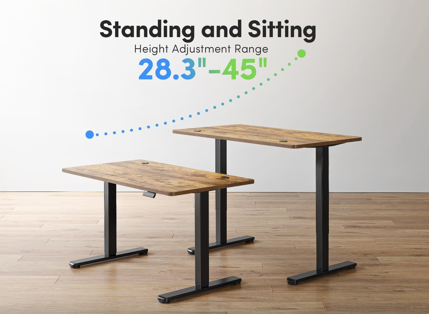 Electric Standing Desk, 48 X 24 Inches Height Adjustable Stand up Desk, Sit Stand Home Office Desk, Computer Desk, Rustic Brown